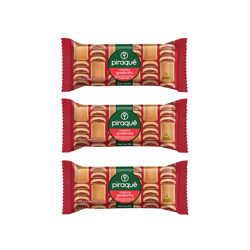 Piraquê Biscoito Roladinho de Goiabinha (3x75g)